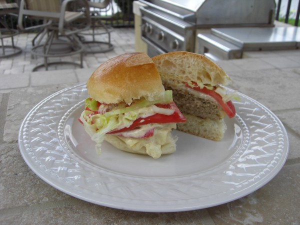 Grilled Vidalia Onion Burgers with Honey Mustard Sauce