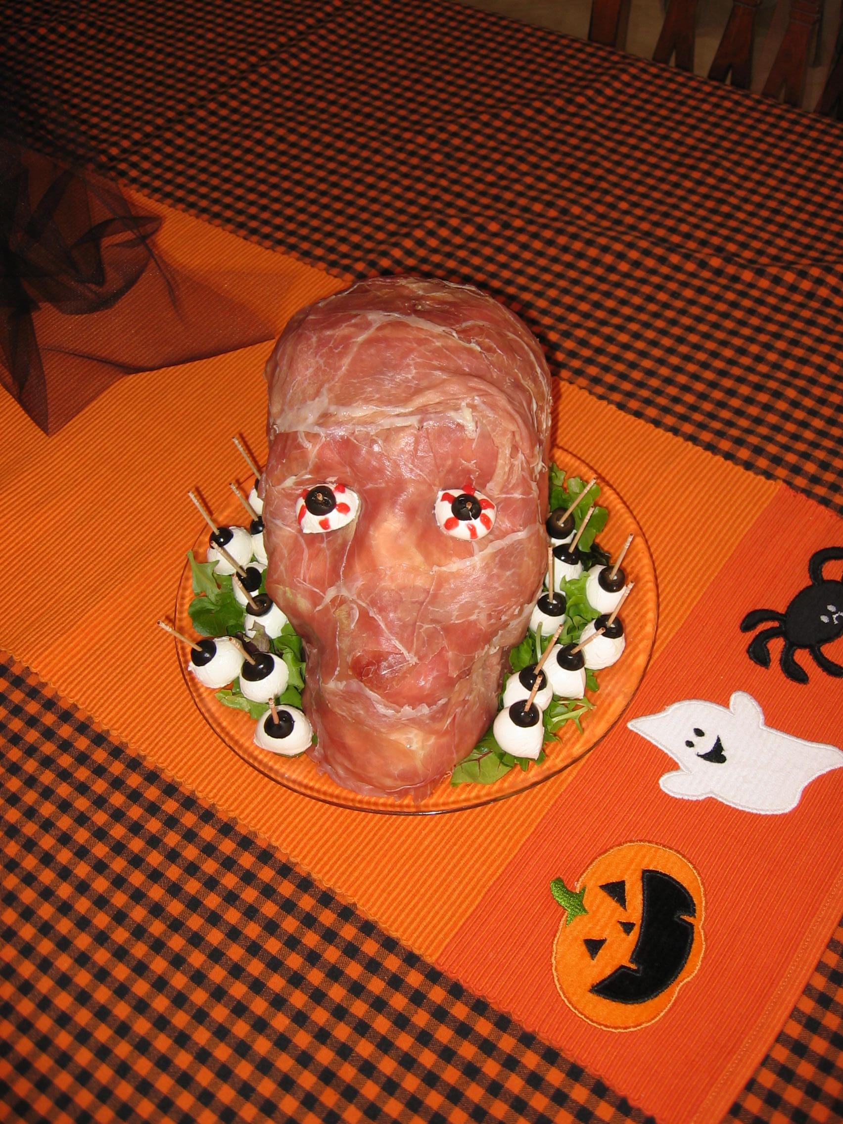 Fun Halloween Party Food Recipes – Prosciutto Ham Head & Pillsbury Spooky Finger Breadsticks
