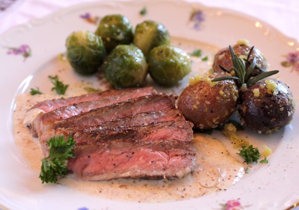 Valentine’s Day Dinner for Two – Pan Seared Rib Eye Steak with Sherry Cream Sauce